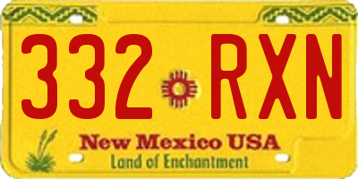NM license plate 332RXN
