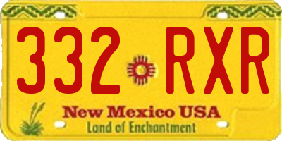 NM license plate 332RXR