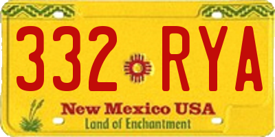 NM license plate 332RYA