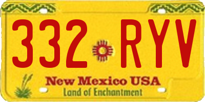 NM license plate 332RYV
