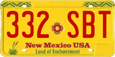 NM license plate 332SBT