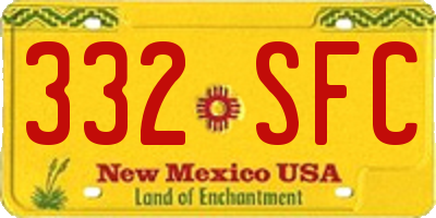 NM license plate 332SFC