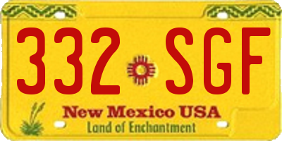 NM license plate 332SGF