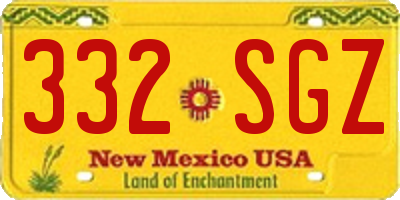 NM license plate 332SGZ