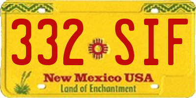 NM license plate 332SIF