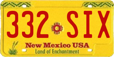 NM license plate 332SIX
