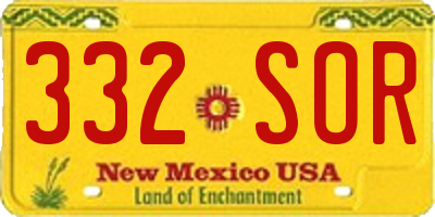 NM license plate 332SOR