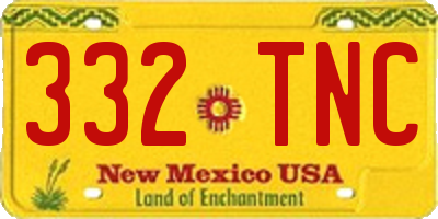 NM license plate 332TNC