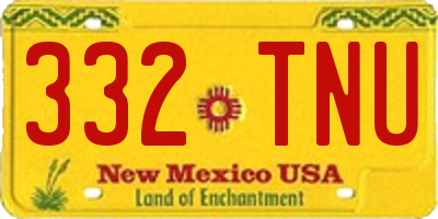 NM license plate 332TNU