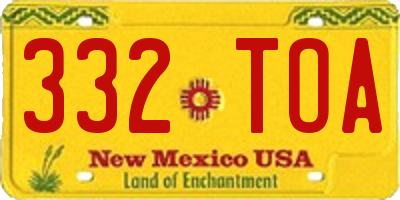NM license plate 332TOA