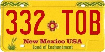NM license plate 332TOB