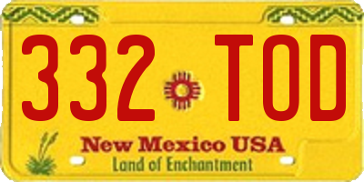 NM license plate 332TOD