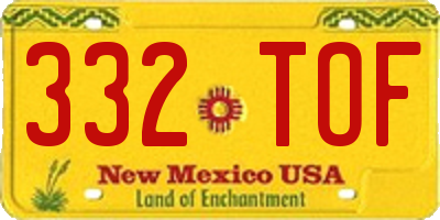 NM license plate 332TOF
