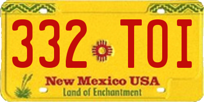 NM license plate 332TOI
