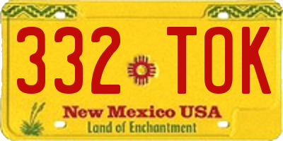 NM license plate 332TOK