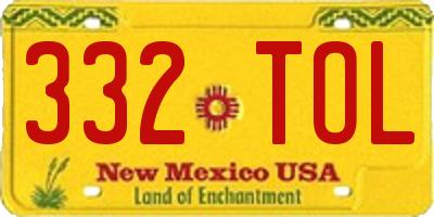 NM license plate 332TOL