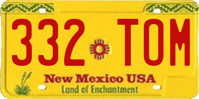 NM license plate 332TOM