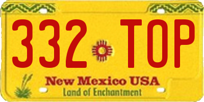 NM license plate 332TOP