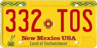 NM license plate 332TOS