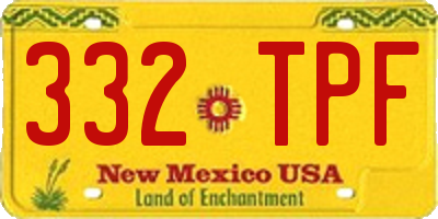 NM license plate 332TPF