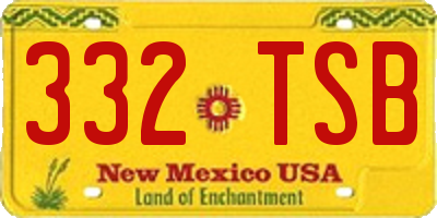NM license plate 332TSB