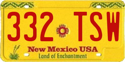 NM license plate 332TSW