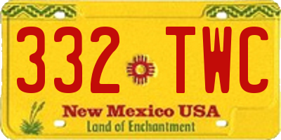 NM license plate 332TWC