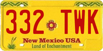 NM license plate 332TWK