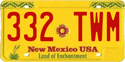 NM license plate 332TWM
