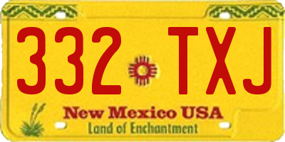 NM license plate 332TXJ