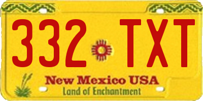 NM license plate 332TXT