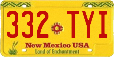 NM license plate 332TYI