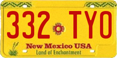 NM license plate 332TYO