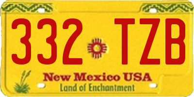 NM license plate 332TZB