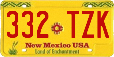 NM license plate 332TZK