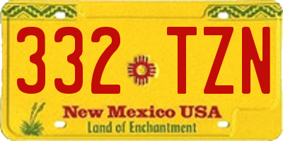 NM license plate 332TZN