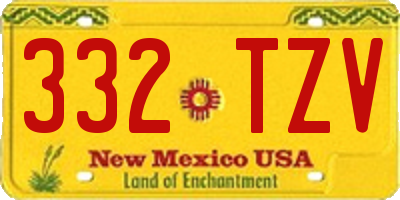 NM license plate 332TZV