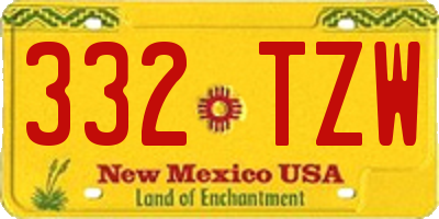 NM license plate 332TZW