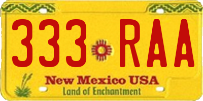 NM license plate 333RAA