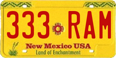 NM license plate 333RAM