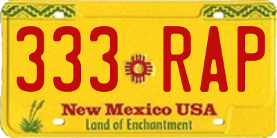 NM license plate 333RAP