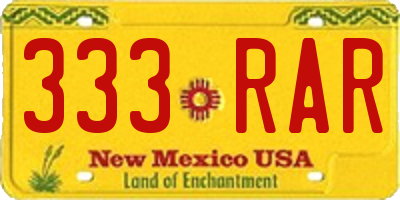 NM license plate 333RAR