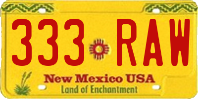 NM license plate 333RAW