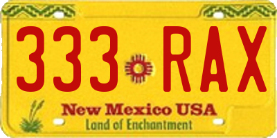 NM license plate 333RAX