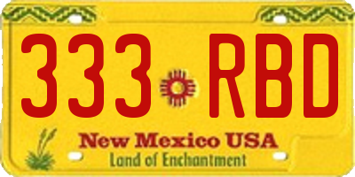 NM license plate 333RBD