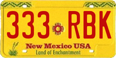 NM license plate 333RBK
