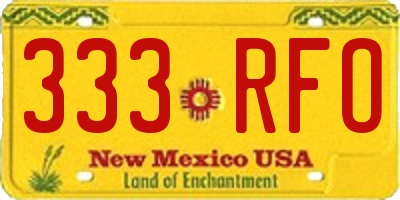 NM license plate 333RFO