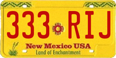 NM license plate 333RIJ