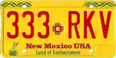NM license plate 333RKV