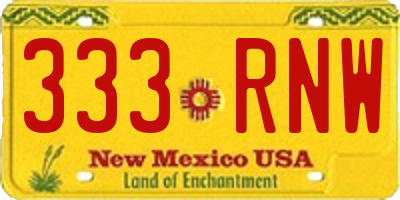 NM license plate 333RNW